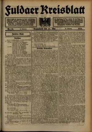 Zweite Ausgabe vom Samstag, den 23. Mai 1914.