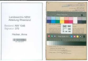Entnazifizierung Anna Hecker , geb. 03.02.1889 (Verwaltungsangestellter)
