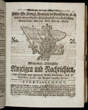 No. 21. Montags, den 24ten May 1762.