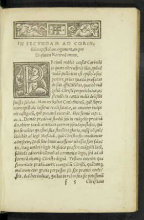 In Secundam Ad Corinthios epistolam argumentum per Erasmum Roterodamum.