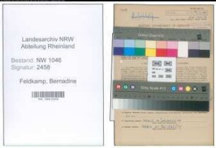 Entnazifizierung Bernadine Feldkamp , geb. 08.10.1895 (Hebamme)