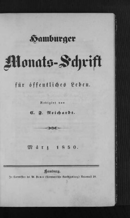 1850, März: Hamburger Monats-Schrift