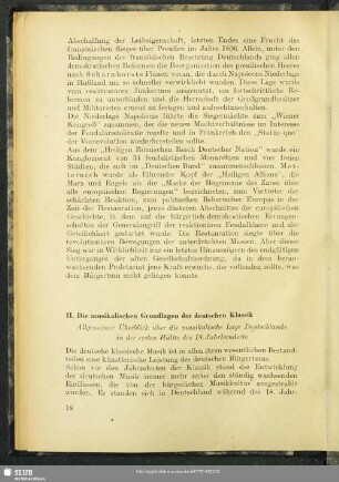 II. Die musikalischen Grundlagen der deutschen Klassik