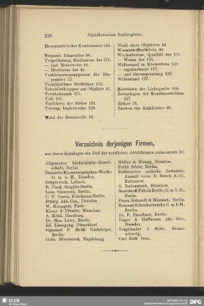 Verzeichnis derjenigen Firmen