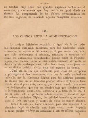 IV. Los chinos ante la administracion