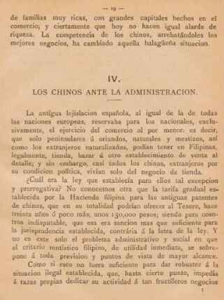 IV. Los chinos ante la administracion