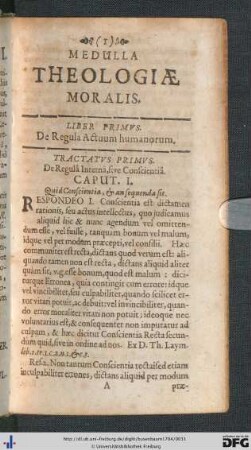 Liber I. De Regula Actuum humanorum.