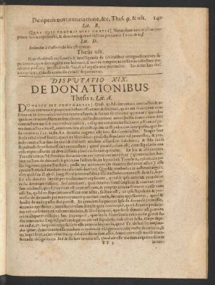 Disputatio XIX. De Donationibus