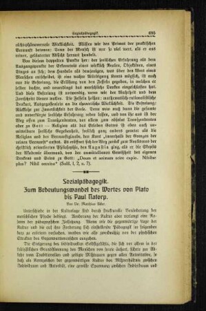 Sozialpädagogik : zum Bedeutungswandel des Wortes von Plato bis Paul Natorp