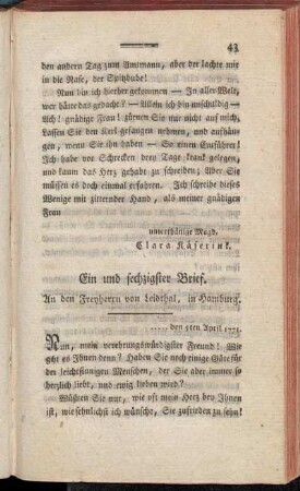 Ein und sechzigster Brief. - Fünf und sechzigster Brief.