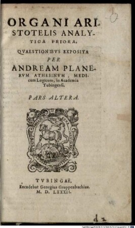 Andreae Planeri Athesini, Quaestionum Dialecticarum Pars ..., 2