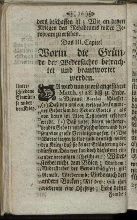 Das III. Capitel. Worin die Gründe der Widersacher betrachtet und beantwortet werden.