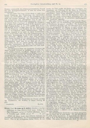 409-411 [Rezension] Allard, Paul, Dix leçons sur le martyre, données à l’institut catholique de Paris