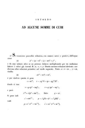 Intorno ad alcune somme di cubi.