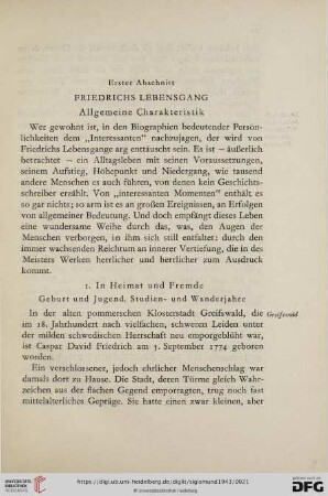 Erster Abschnitt: Friedrichs Lebensgang
