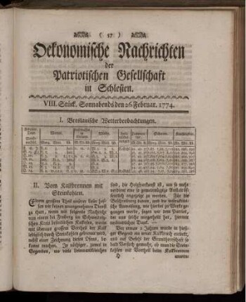 VIII. Stück. Sonnabends den 26 Februar. 1774.