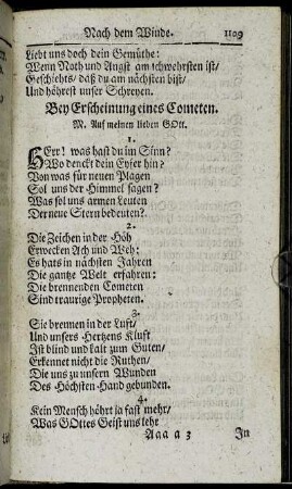 Bey Erscheinung eines Cometen.