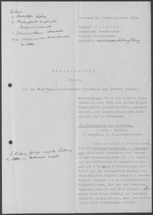 Grüntal mit Frutenhof, Untermusbach, Obermusbach und Hallwangen: Pfarrbericht 1934