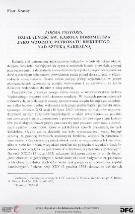 Forma Pastoris. Działalność św. Karola Boromeusza jako wzorzec patronatu biskupiego nad sztuką sakralną