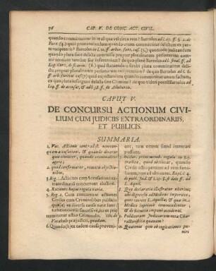 Caput V. De Concursu Actionum Civilium Cum Iudiciis Extraordinariis, Et Publicis.