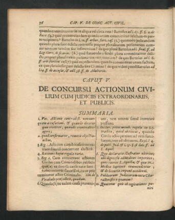 Caput V. De Concursu Actionum Civilium Cum Iudiciis Extraordinariis, Et Publicis.