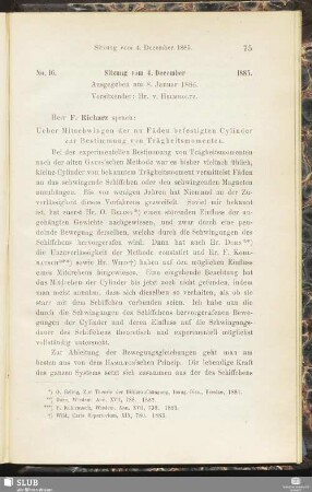 No. 16. Sitzung vom 4. December 1885