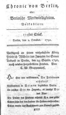 175stes Stück, Berlin, den 2. October. 1790