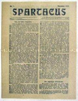 Mitteilungsblatt des Spartakus-Bundes ("Spartakus-Brief") zur Kriegslage