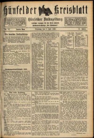 Zweite Ausgabe vom Dienstag, den 07. Juli 1925.