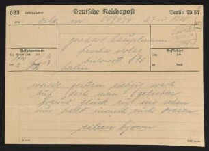 Brief von Eileen Bjørnson und Bjørn Bjørnson an Gerhart Hauptmann