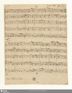 Chorpartitur [untextiert, nur Coro aus "Was du tust"; Schreiber: Opitz, J. S.]