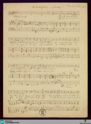 2 Lieder - Mus. Hs. 1367,13-14 : V, pf