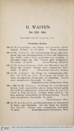 II. Waffen (Nr. 230 - 564)
