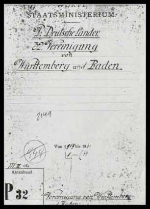 Pläne zum Zusammenschluß Südwestdeutschlands, vor allem von Baden und Württemberg