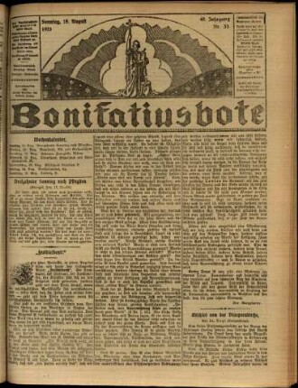 Ausgabe vom Sonntag, den 19. August 1923.