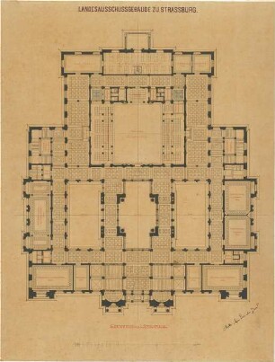 Hocheder, Karl; Straßburg (Frankreich); Landesausschussgebäude - Grundriss 1. OG