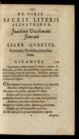 De Viris Sacris Literis Illustribus Joachimi Wethmani Jaurani, Liber Quartus, Gentium, Ecclesiae adversantium.