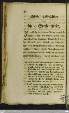Zehnte Betrachtung über die a) Steckenpferde