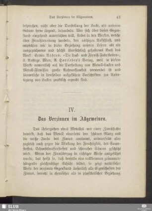 IV. Das Verzinnen im Allgemeinen