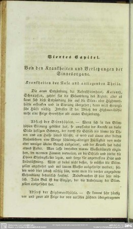 Viertes Capitel. Von den Krankheiten und Verletzungen der Sinnesorgane