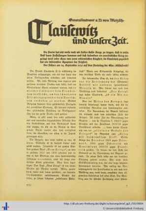 Clausewitz und unsere Zeit.