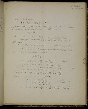 Umformung des Ausdruckes [...] für algebraische Flächen. (3. Febr. 1853)