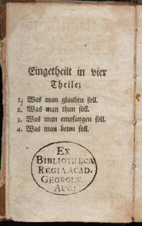 Eingetheilt in vier Theile;[...]