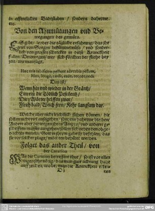 Folget der ander Theil, von der Curation