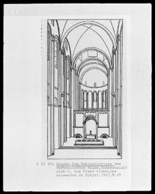 Speyerer Dom Sankt Maria und Sankt Stephan: Rekonstruktion des frühsalischen Baues, Ansicht nach Osten