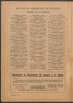 Asociación argentina de actores : Médicos de la entidad