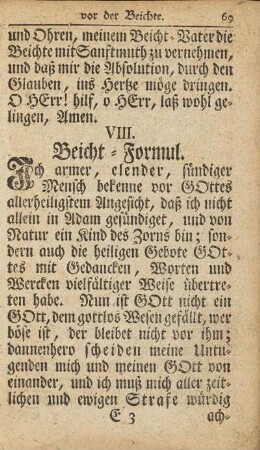 VIII. Beicht-Formul.