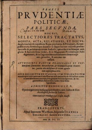 Praxis Prudentiae politicae : pars II.