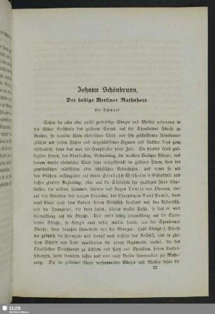 Johann Schönbrunn, der lustige Berliner Rathsherr : Ein Schwank