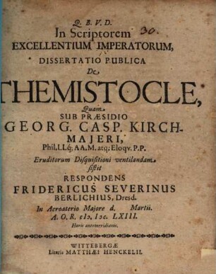 In scriptorem excellentium imperatorum dissertatio publica de Themistocle